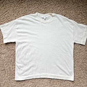 Haven Well Within Organic Cotton Short Sleeve Knit Sweater Ivory Size Large Boxy